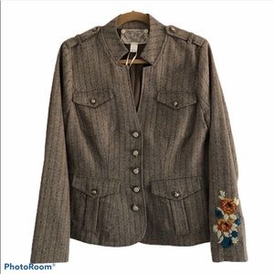 Anthropologie Nick and Mo Tweed Floral Blazer L
